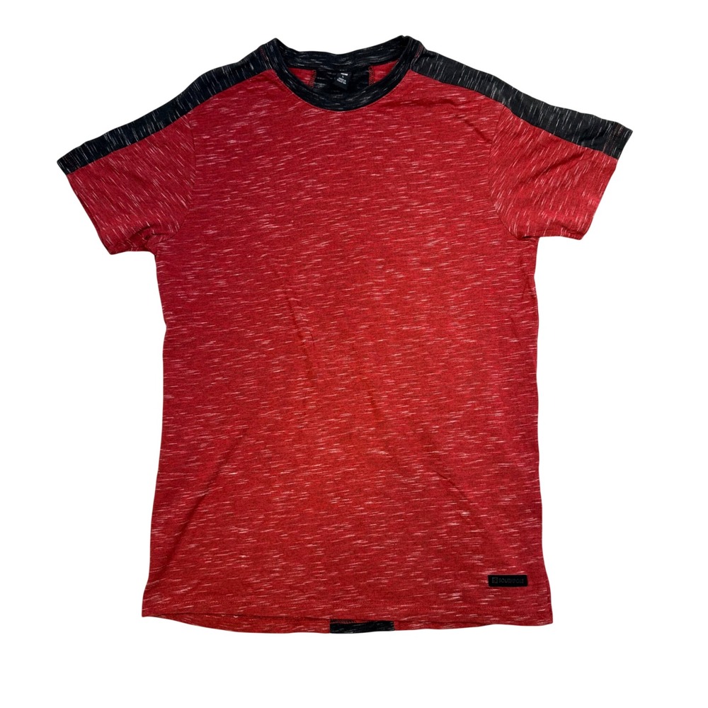 Southpole Mens Space Dye T-Shirt Red Black Stripe Graphic Crewneck 0806P3349 L